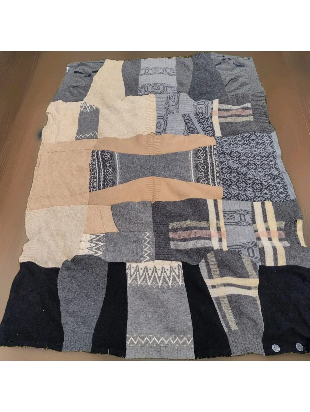 Preloved Home Recycled Wool Throw 78x56 Handmade Canada Eco Artisan Quilt